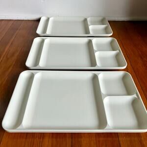 Vintage Tupperware Divided Serving Trays Set of 3 White Plastic Sectioned Trays